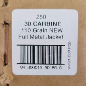 American Quality Ammunition 30 Carbine 110 grain FMJ FREE SHIPPING LOOSE INSIDE AN AMMO CAN (250 Rounds loose can)