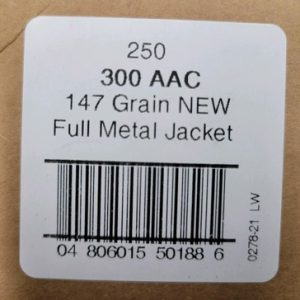American Quality Ammunition 300 Blackout 147 grain FMJ LOOSE INSIDE AN AMMO CAN(250 Rounds loose can)