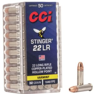 CCI STINGERS 22 LR 32 grain Copper Plated Hollow Point 1640 FPS (50 rd box)