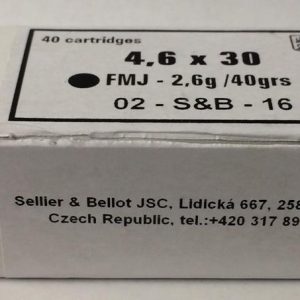 Sellier and Bellot 4.6x30 HK 40 grain FMJ (40 rd box)