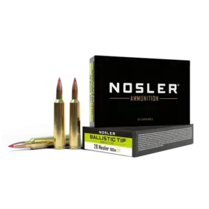 Nosler 28 Nosler 160 grain Ballistic Tip 3200 FPS 20 rd box FREE SHIPPING NO SALES TAX OUTSIDE OF PA (200 rd case)