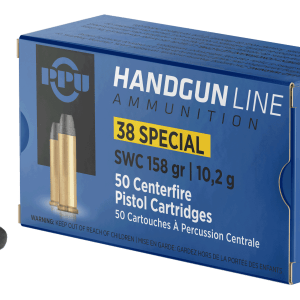 PPU .38 Special SWC Semi-Wad Cutter 158 grain Lead 902 FPS (50 rd box)
