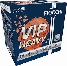 Fiocchi 28 gauge 2 3/4'' 3/4 oz. 1300 FPS #8 Lead VIP Heavy 25 rd box FREE SHIPPING (250 rd case)
