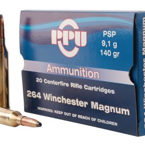 PPU .264 Winchester 140 grain PSP Pointed Soft Point 3018 FPS 20 rd box FREE SHIPPING NO SALES TAX OUTSIDE OF PA (200 rd case)