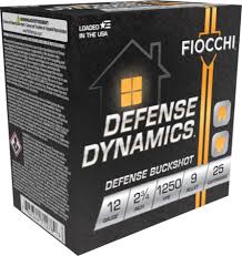 Fiocchi Defense Dynamics 12 gauge 2 3/4'' 9 Pellet Buckshot 1250 FPS (25 rd box)