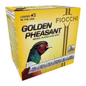 Fiocchi Golden Pheasant 16 gauge 2 3/4'' 1 1/8 oz. Nickel Plated Lead #6 Shot 1310 FPS 25 rd box FREE SHIPPING (250 rd case)