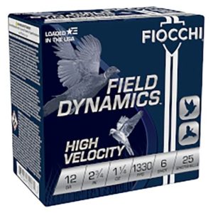 Fiocchi Field Dynamics 12 gauge 2 3/4'' 1 1/4 oz. #6 Shot Lead 1330 FPS 25 rd box FREE SHIPPING (250 rd case)