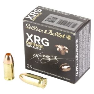 Sellier and Bellot XRG Exergy Defense .380 auto 77 grain Solid Copper Hollow Point (25 rd box)