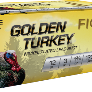 Fiocchi Golden Turkey 12 gauge 3'' 1 3/4 oz. #4 Shot Nickel Plated Lead Shot 1200 FPS (10 rd box)
