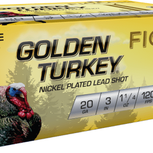 Fiocchi Golden Turkey 20 gauge 3'' 1 1/4 oz. #6 Shot Nickel Plated Lead 1200 FPS (10 rd box)