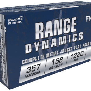 Fiocchi Range Dynamics .357 Mag 158 grain CMJFP Complete Metal Jacket Flat Point 1220 FPS (50 rd box)