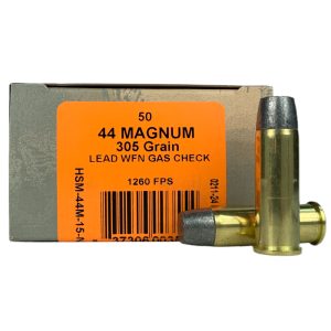 HSM .44 Mag 305 grain WFN Lead Gas Check Factory Blemished (50 rd box)