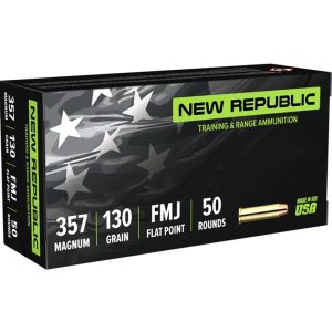 New Republic .357 Mag 130 grain FMJ Full Metal Jacket Flat Point (50 rd box)