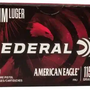 Federal American Eagle 9mm 115 grain FMJ Full Metal Jacket 1180 FPS (100 rd box)
