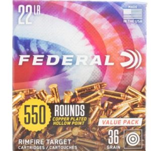 Federal .22 Long Rifle .22 LR. 36 grain Copper-Plated Hollow Point 1260 FPS (550 rd box)