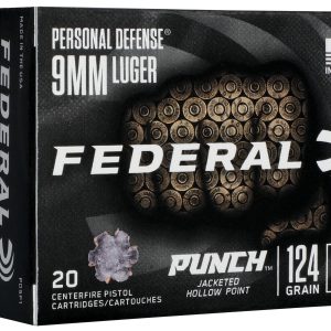 Federal Personal Defense Punch 9mm 124 grain Jacketed Hollow Point JHP (20 rd box)